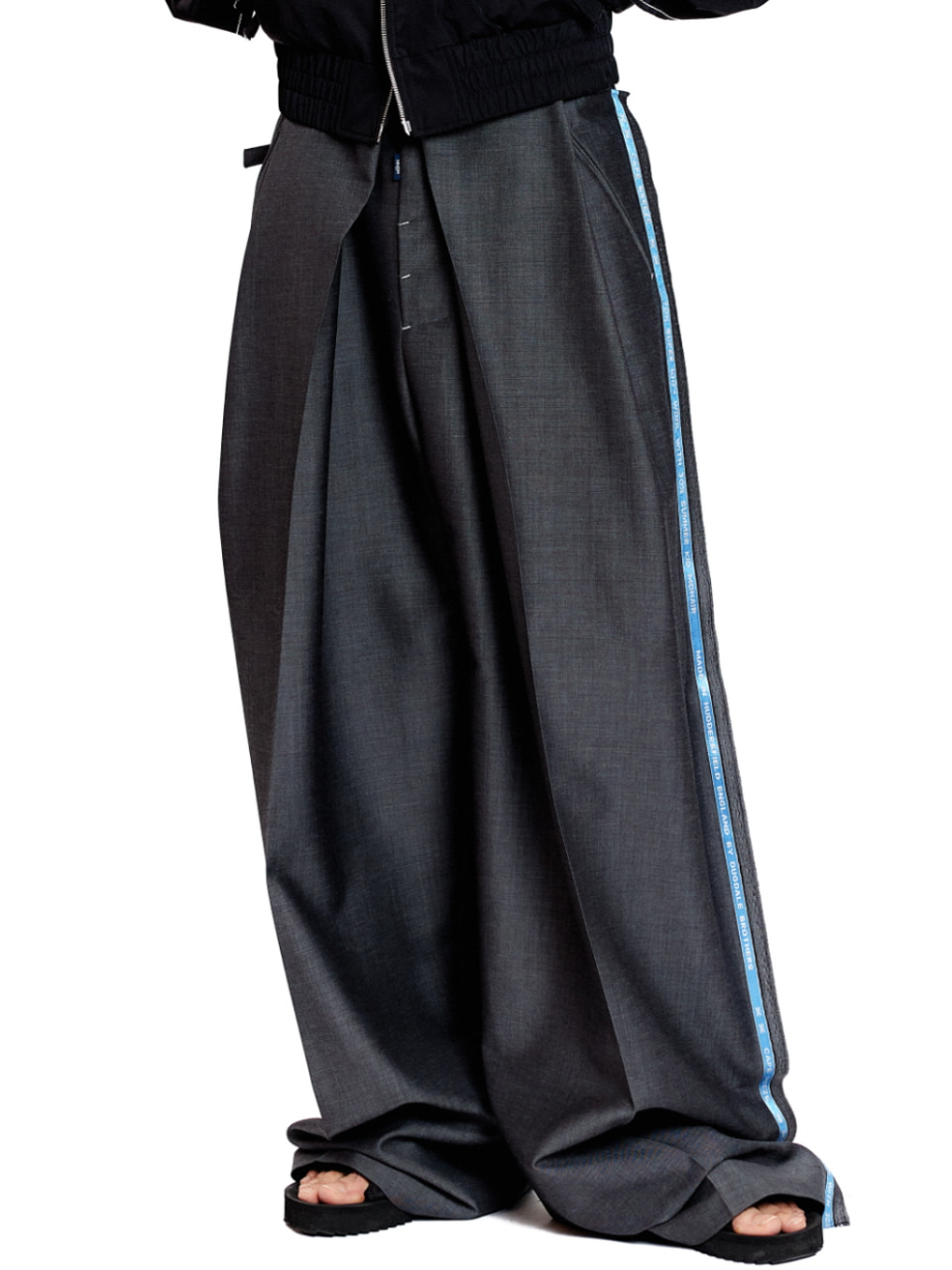 Gray Blue Selvedge Wide Trousers