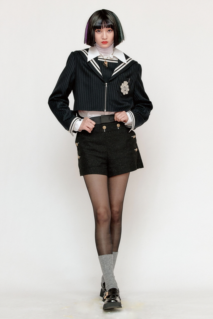 Black Stripe Sailor Collar Jacket